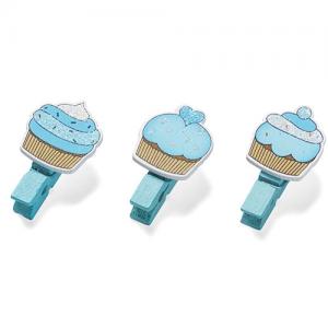 Set tre mollettine cupcakes azzurre